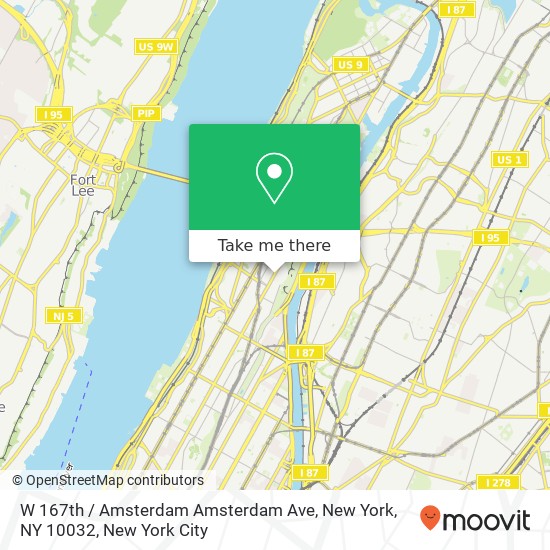 Mapa de W 167th / Amsterdam Amsterdam Ave, New York, NY 10032