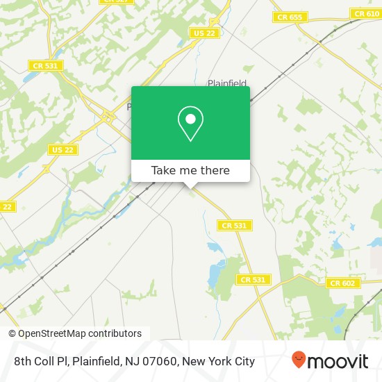 Mapa de 8th Coll Pl, Plainfield, NJ 07060