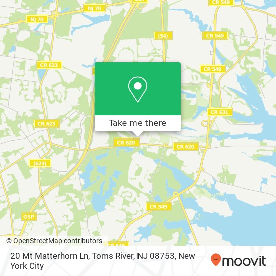 Mapa de 20 Mt Matterhorn Ln, Toms River, NJ 08753