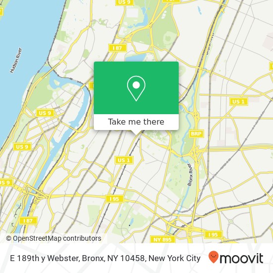 Mapa de E 189th y Webster, Bronx, NY 10458