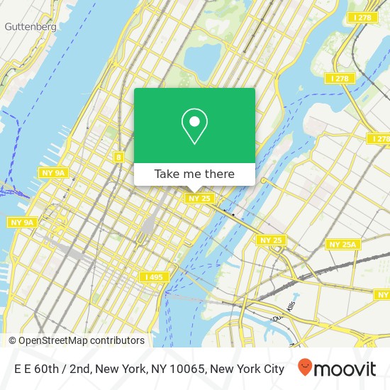 E E 60th / 2nd, New York, NY 10065 map
