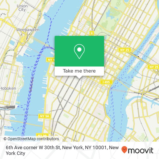 6th Ave corner W 30th St, New York, NY 10001 map