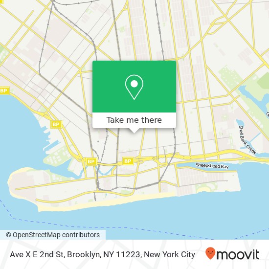 Mapa de Ave X E 2nd St, Brooklyn, NY 11223
