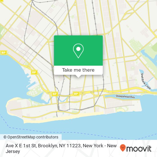 Mapa de Ave X E 1st St, Brooklyn, NY 11223