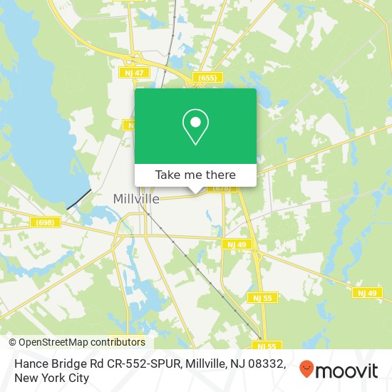 Mapa de Hance Bridge Rd CR-552-SPUR, Millville, NJ 08332