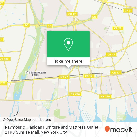 Mapa de Raymour & Flanigan Furniture and Mattress Outlet, 2193 Sunrise Mall