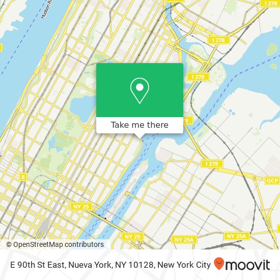 E 90th St East, Nueva York, NY 10128 map