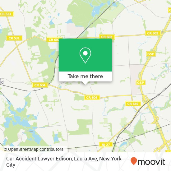 Car Accident Lawyer Edison, Laura Ave map