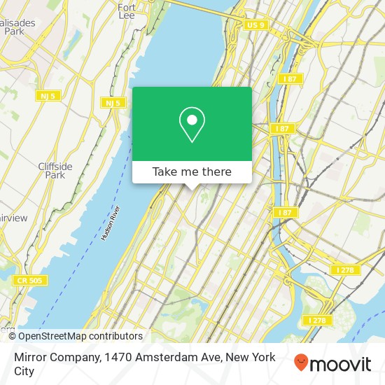 Mapa de Mirror Company, 1470 Amsterdam Ave