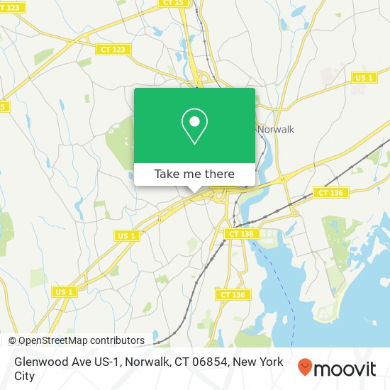 Mapa de Glenwood Ave US-1, Norwalk, CT 06854