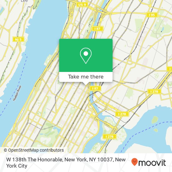 W 138th The Honorable, New York, NY 10037 map