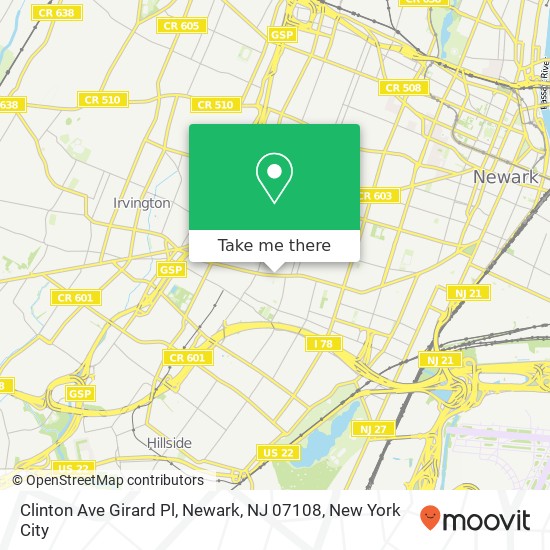 Clinton Ave Girard Pl, Newark, NJ 07108 map