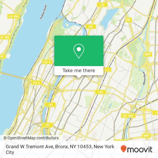 Mapa de Grand W Tremont Ave, Bronx, NY 10453