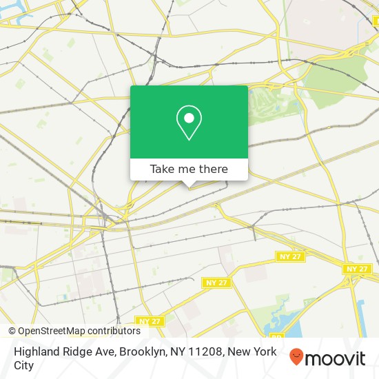 Mapa de Highland Ridge Ave, Brooklyn, NY 11208