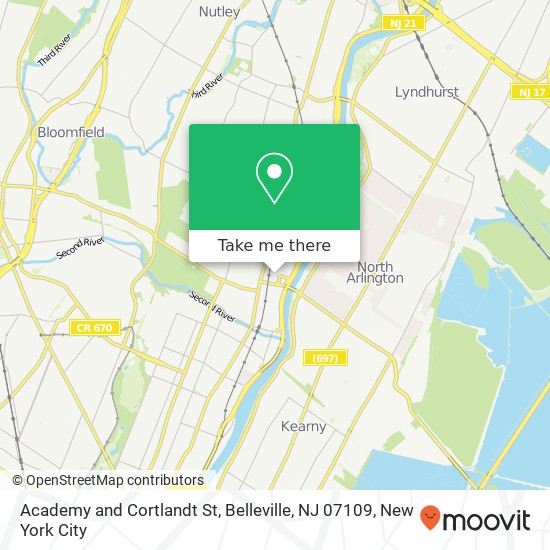 Mapa de Academy and Cortlandt St, Belleville, NJ 07109