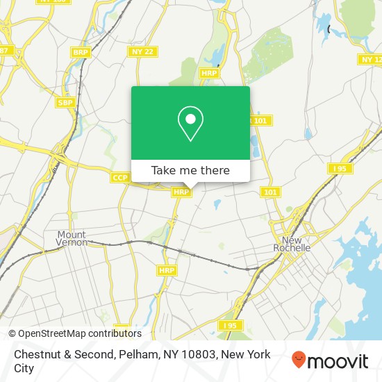 Mapa de Chestnut & Second, Pelham, NY 10803