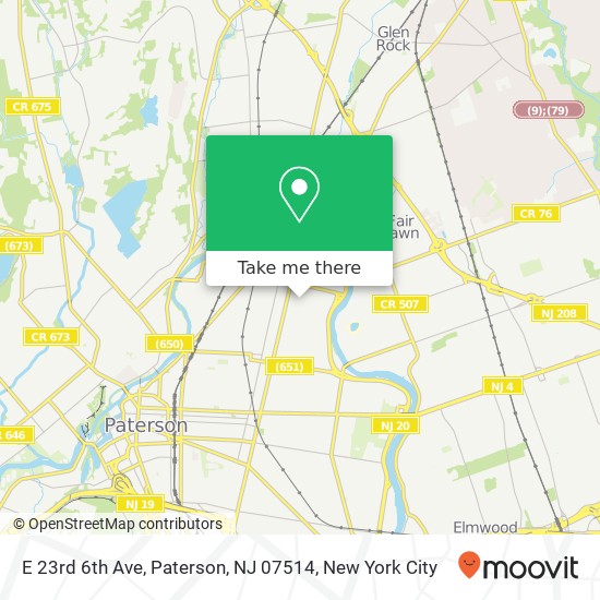 Mapa de E 23rd 6th Ave, Paterson, NJ 07514