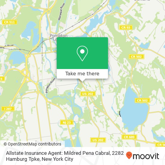 Mapa de Allstate Insurance Agent: Mildred Pena Cabral, 2282 Hamburg Tpke