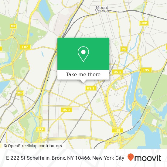 Mapa de E 222 St Scheffelin, Bronx, NY 10466