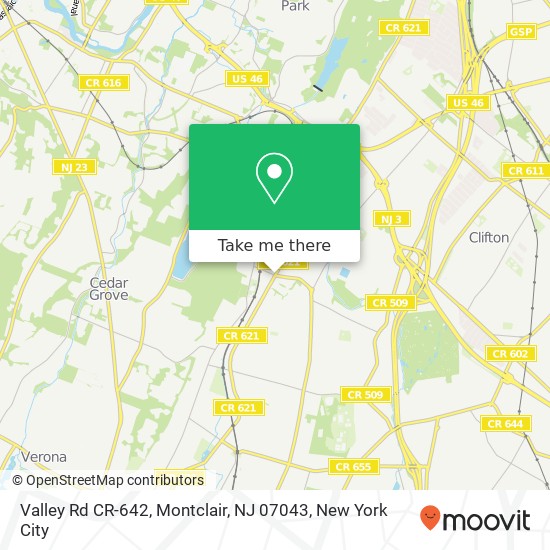 Mapa de Valley Rd CR-642, Montclair, NJ 07043