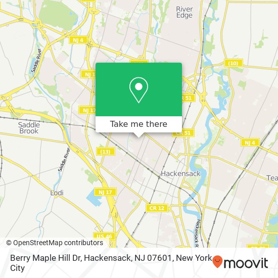 Mapa de Berry Maple Hill Dr, Hackensack, NJ 07601