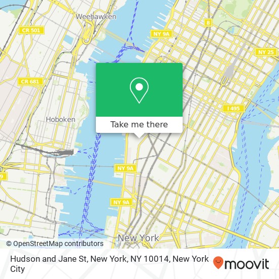 Hudson and Jane St, New York, NY 10014 map