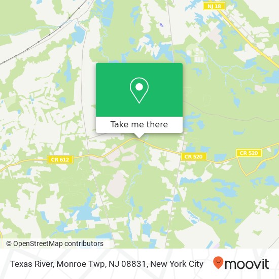 Mapa de Texas River, Monroe Twp, NJ 08831