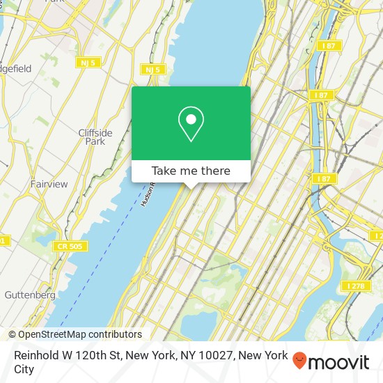 Reinhold W 120th St, New York, NY 10027 map