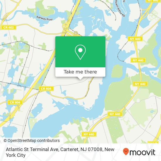 Mapa de Atlantic St Terminal Ave, Carteret, NJ 07008