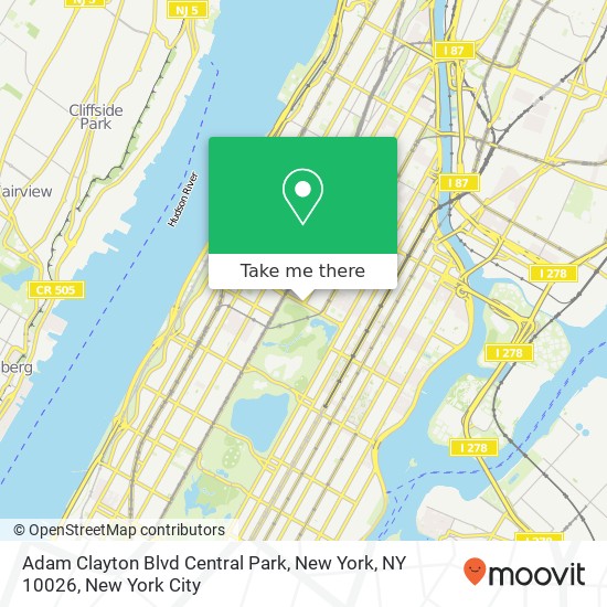 Mapa de Adam Clayton Blvd Central Park, New York, NY 10026
