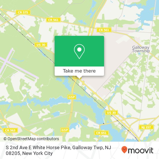Mapa de S 2nd Ave E White Horse Pike, Galloway Twp, NJ 08205