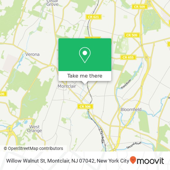 Mapa de Willow Walnut St, Montclair, NJ 07042