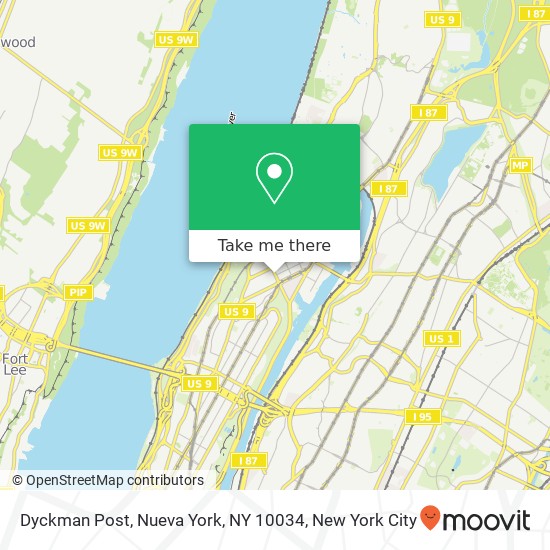 Mapa de Dyckman Post, Nueva York, NY 10034