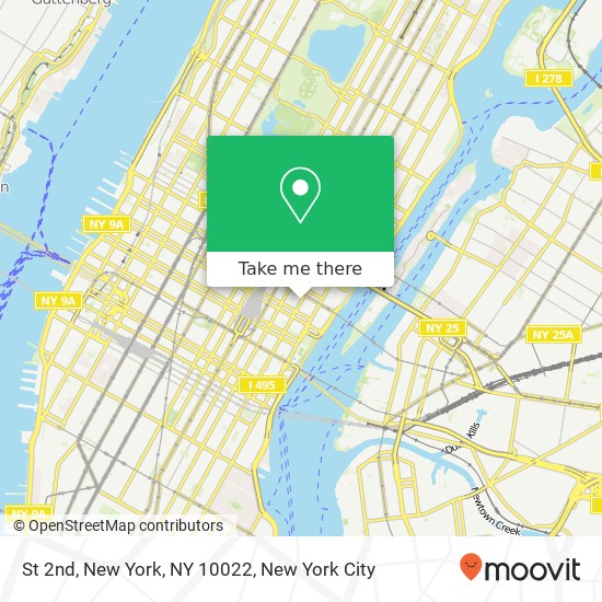 St 2nd, New York, NY 10022 map