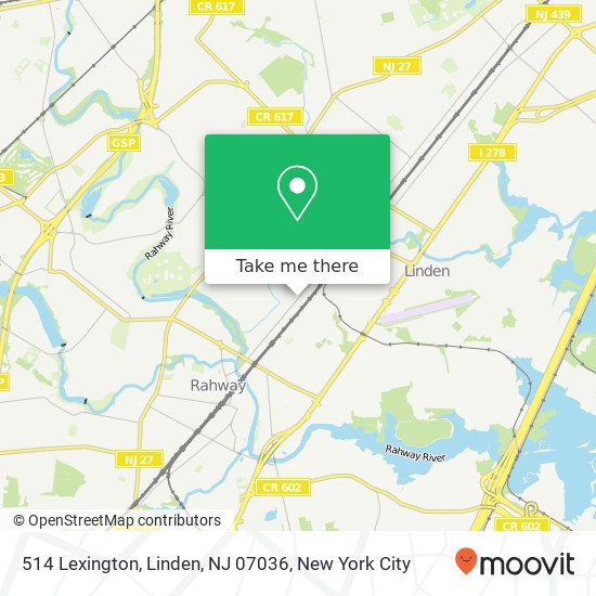 Mapa de 514 Lexington, Linden, NJ 07036
