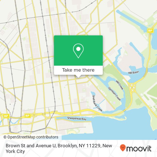 Mapa de Brown St and Avenue U, Brooklyn, NY 11229