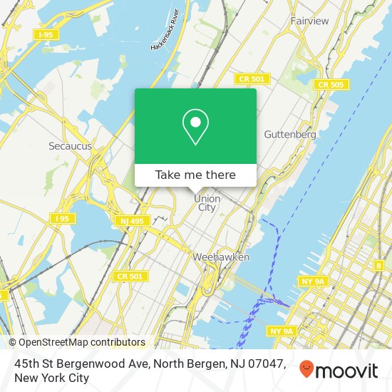 45th St Bergenwood Ave, North Bergen, NJ 07047 map