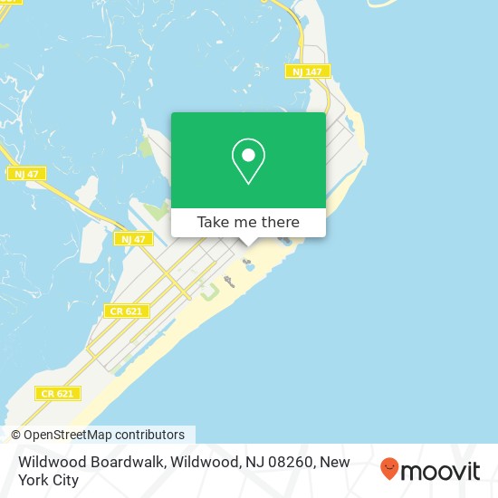 Mapa de Wildwood Boardwalk, Wildwood, NJ 08260