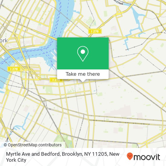 Mapa de Myrtle Ave and Bedford, Brooklyn, NY 11205