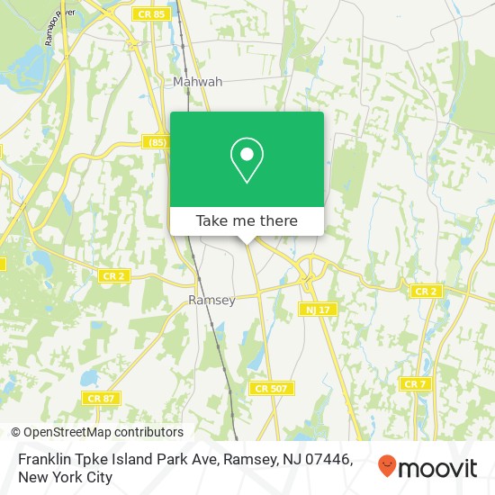 Mapa de Franklin Tpke Island Park Ave, Ramsey, NJ 07446
