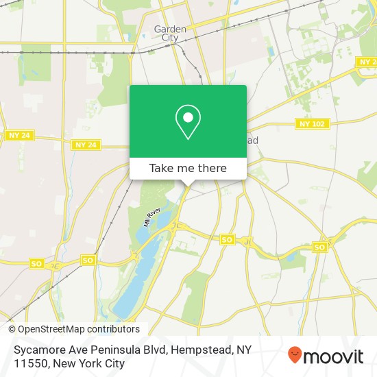 Mapa de Sycamore Ave Peninsula Blvd, Hempstead, NY 11550