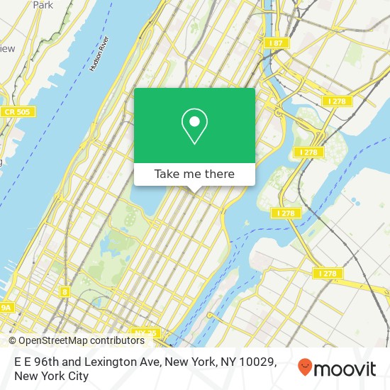 Mapa de E E 96th and Lexington Ave, New York, NY 10029