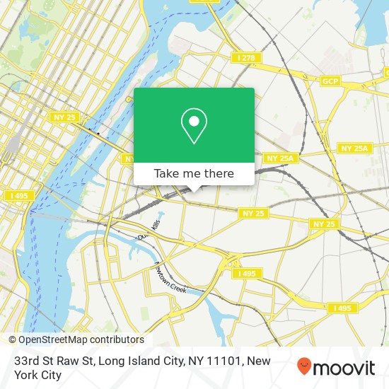 Mapa de 33rd St Raw St, Long Island City, NY 11101