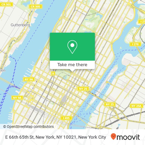 E 66th 65th St, New York, NY 10021 map