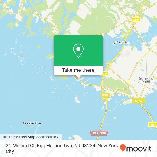 Mapa de 21 Mallard Ct, Egg Harbor Twp, NJ 08234