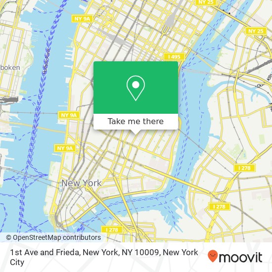 1st Ave and Frieda, New York, NY 10009 map