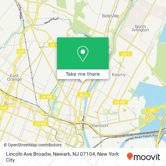 Mapa de Lincoln Ave Broadw, Newark, NJ 07104