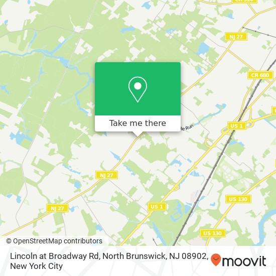 Mapa de Lincoln at Broadway Rd, North Brunswick, NJ 08902