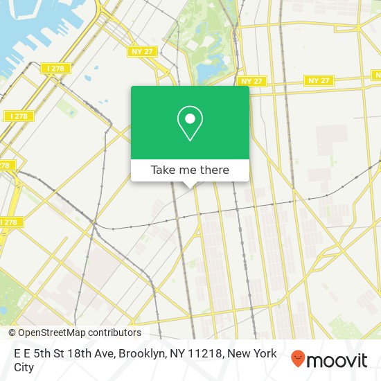 Mapa de E E 5th St 18th Ave, Brooklyn, NY 11218