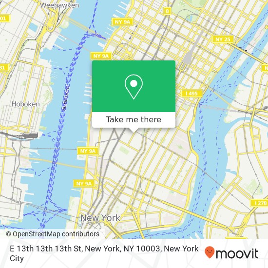 Mapa de E 13th 13th 13th St, New York, NY 10003